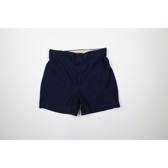 Vintage 50s 60s Streetwear Mens Large Knit Coach Coaches Shorts Navy Blue USA